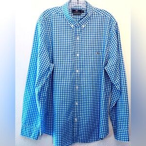 Vineyard Vines Shirt Blue Plaid Gingham Preppy Academia Slim Tucker Fit Shirt XL